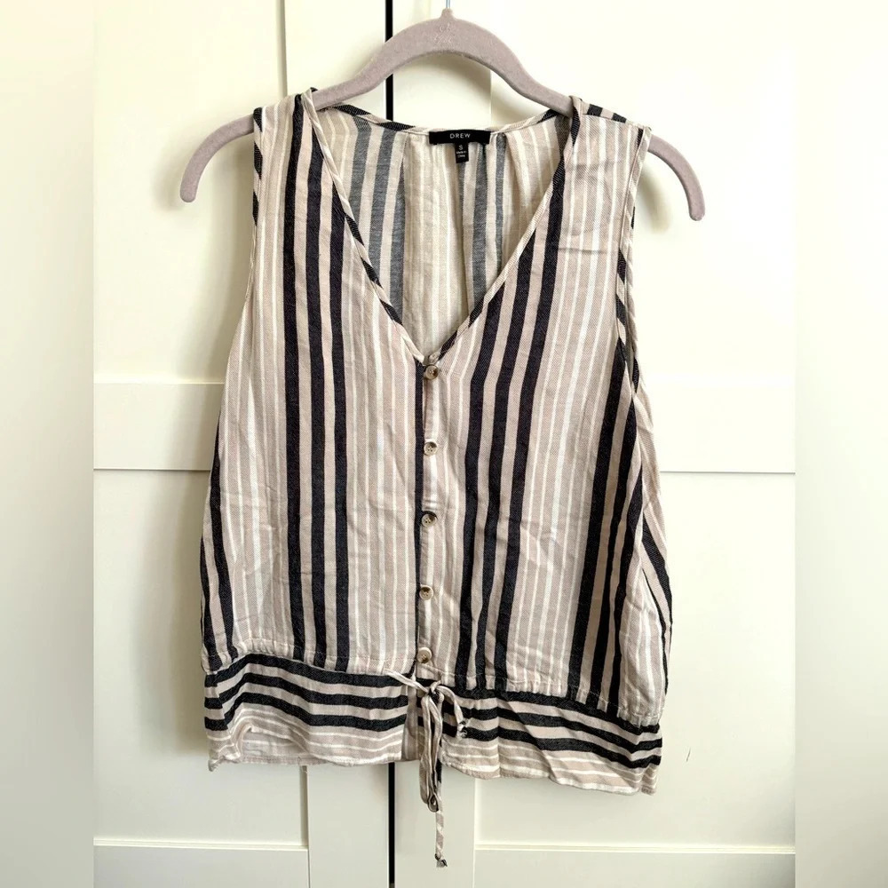 Drew Button Striped Tank Size Small Chic Minimalist